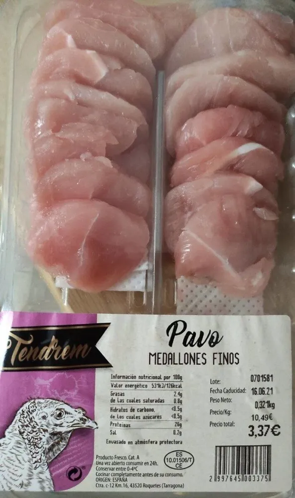 Pavo medallones fino