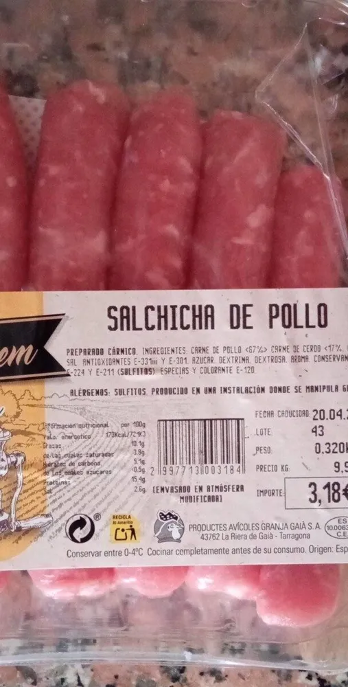 Salchicha de pollo