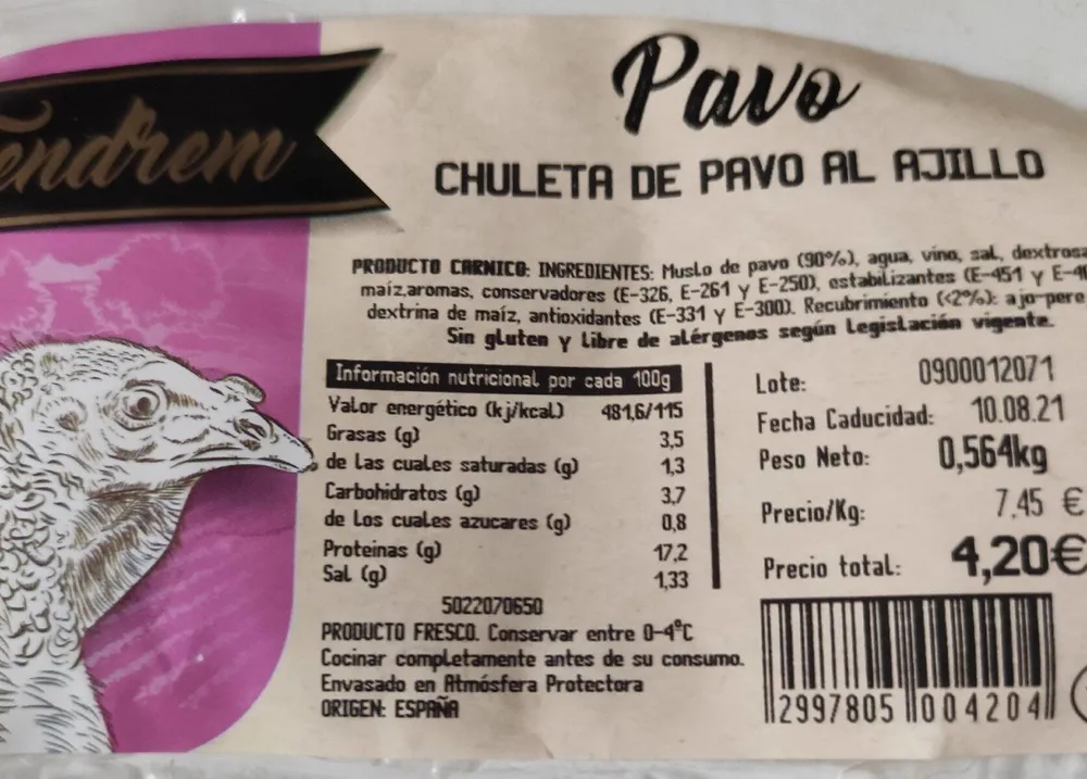 Chuletas de pavo al ajillo