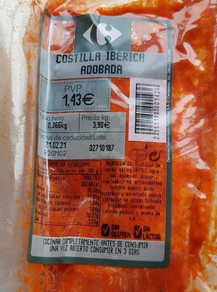 Costilla ibérica adobada