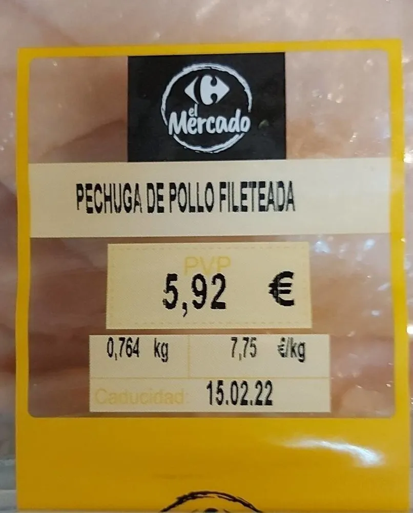 Pechuga de pollo fileteada