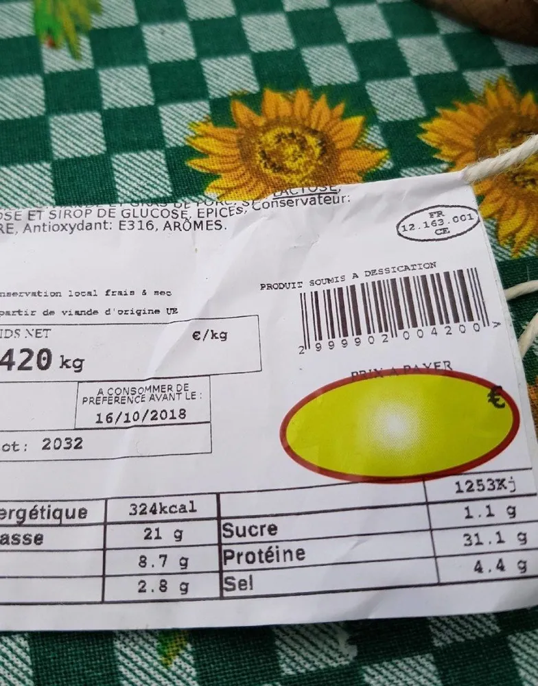 Saucisson sec pur porc