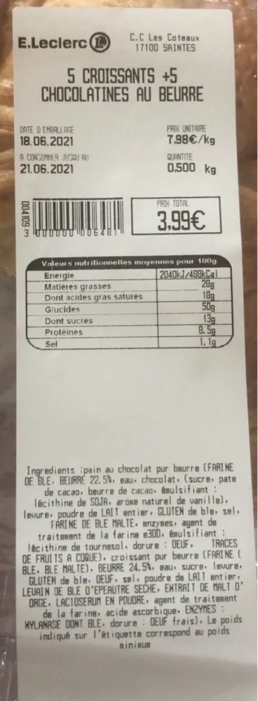 5 Croissants + 5 Chocolatines au beurre