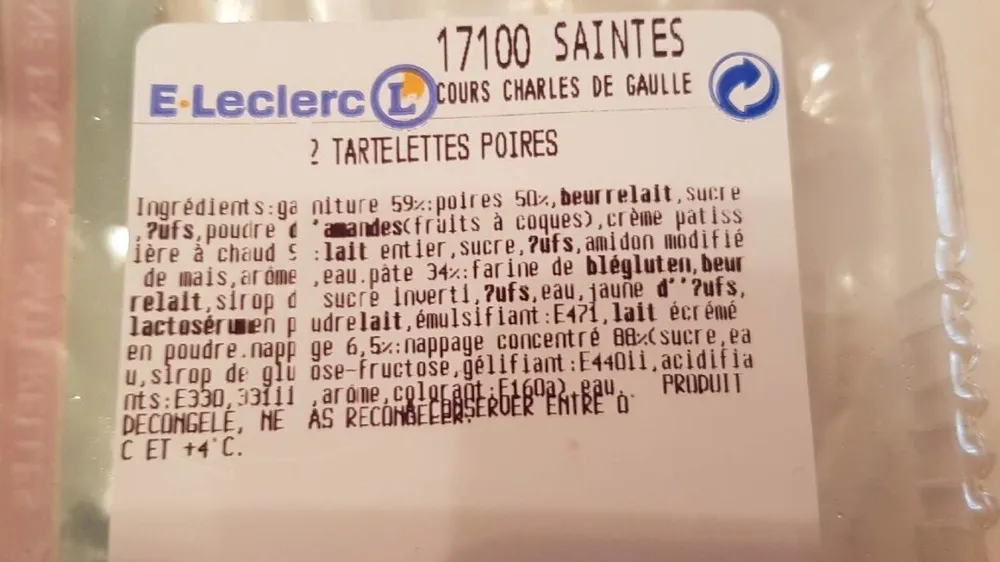 Tartelettes aux poires