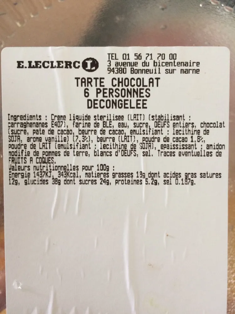 Tarte chocolat