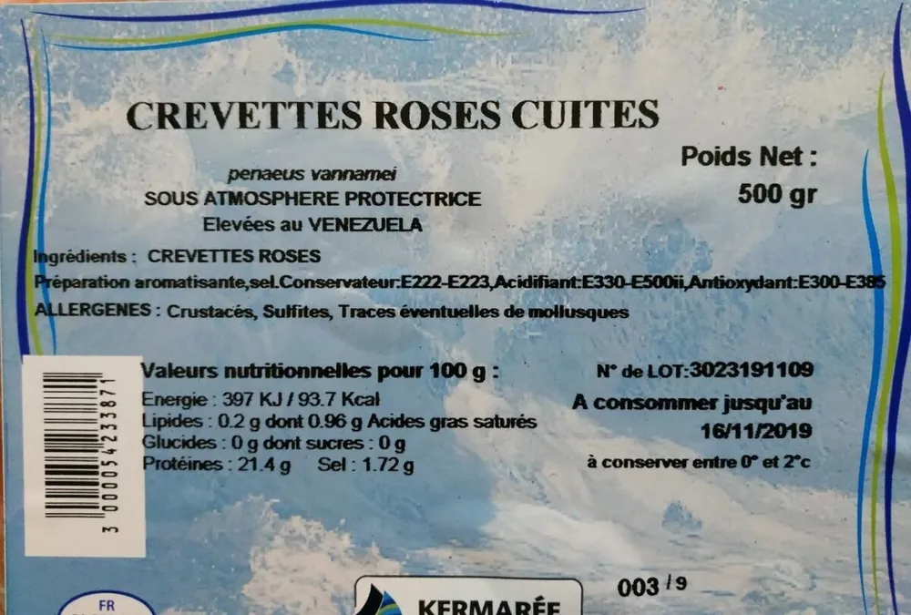 Crevettes roses cuites