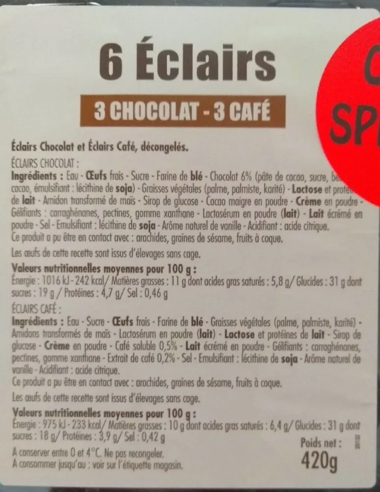 6eclairs 3chocolat 3 cafe
