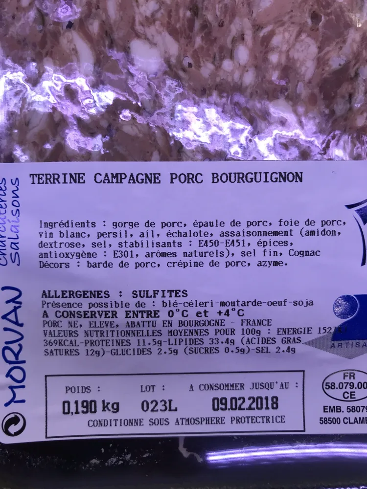 Terrine campagne sans sel nitité