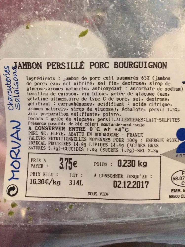 Jambom persillé porc bourguignon