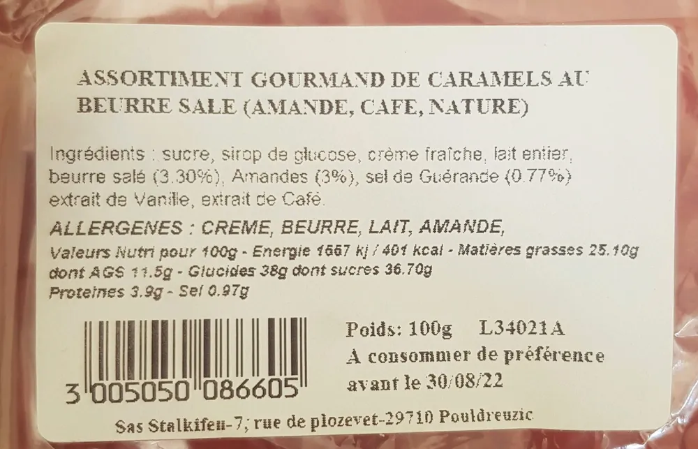 Assortiment de caramels au beurre salé