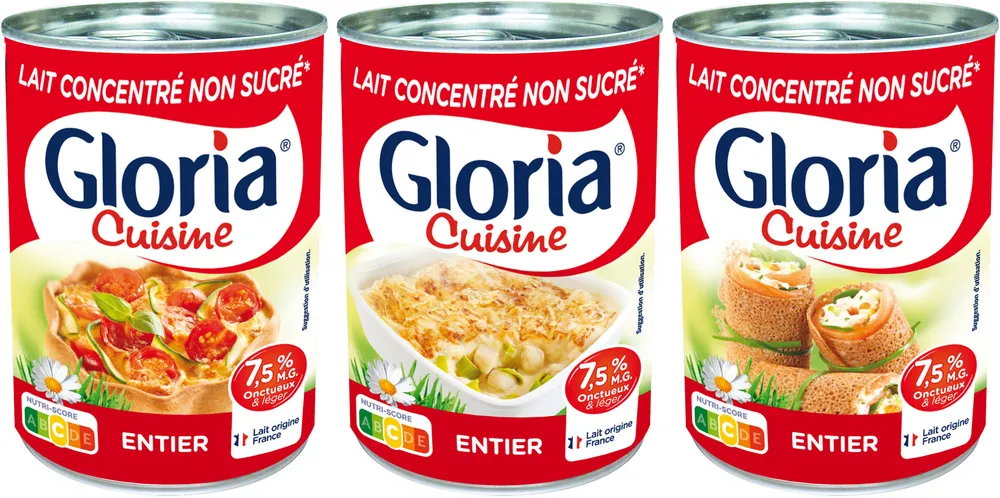 GLORIA Lait concentré non sucré entier boîtes 3x410g