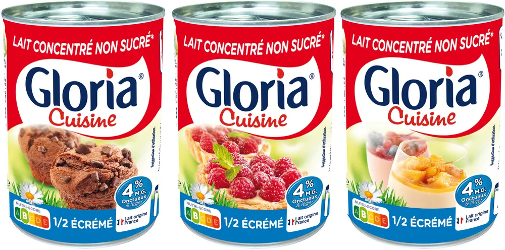 GLORIA Lait concentré non sucré 1/2 écrémé boîtes 3x410g