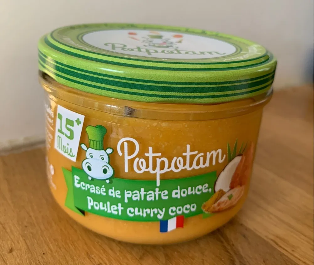 Ecrasé de patate douce, poulet curry coco