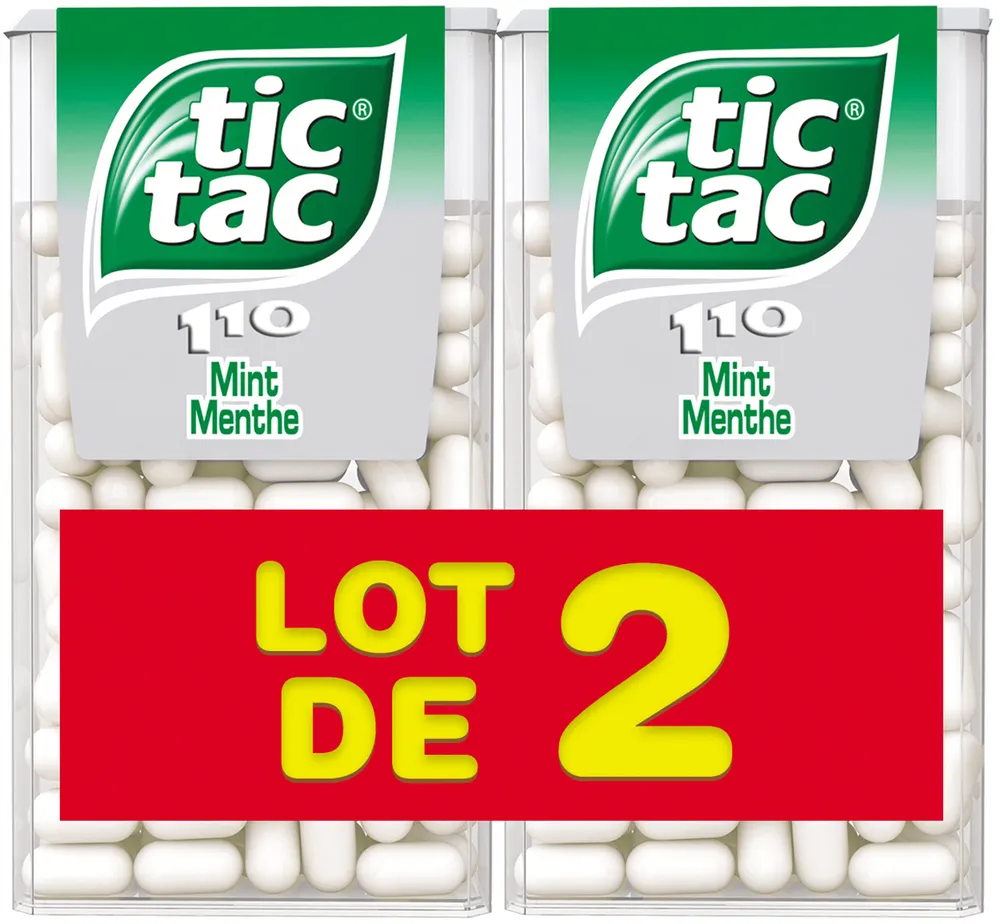 Bonbons tic tac goût menthe 2x54g