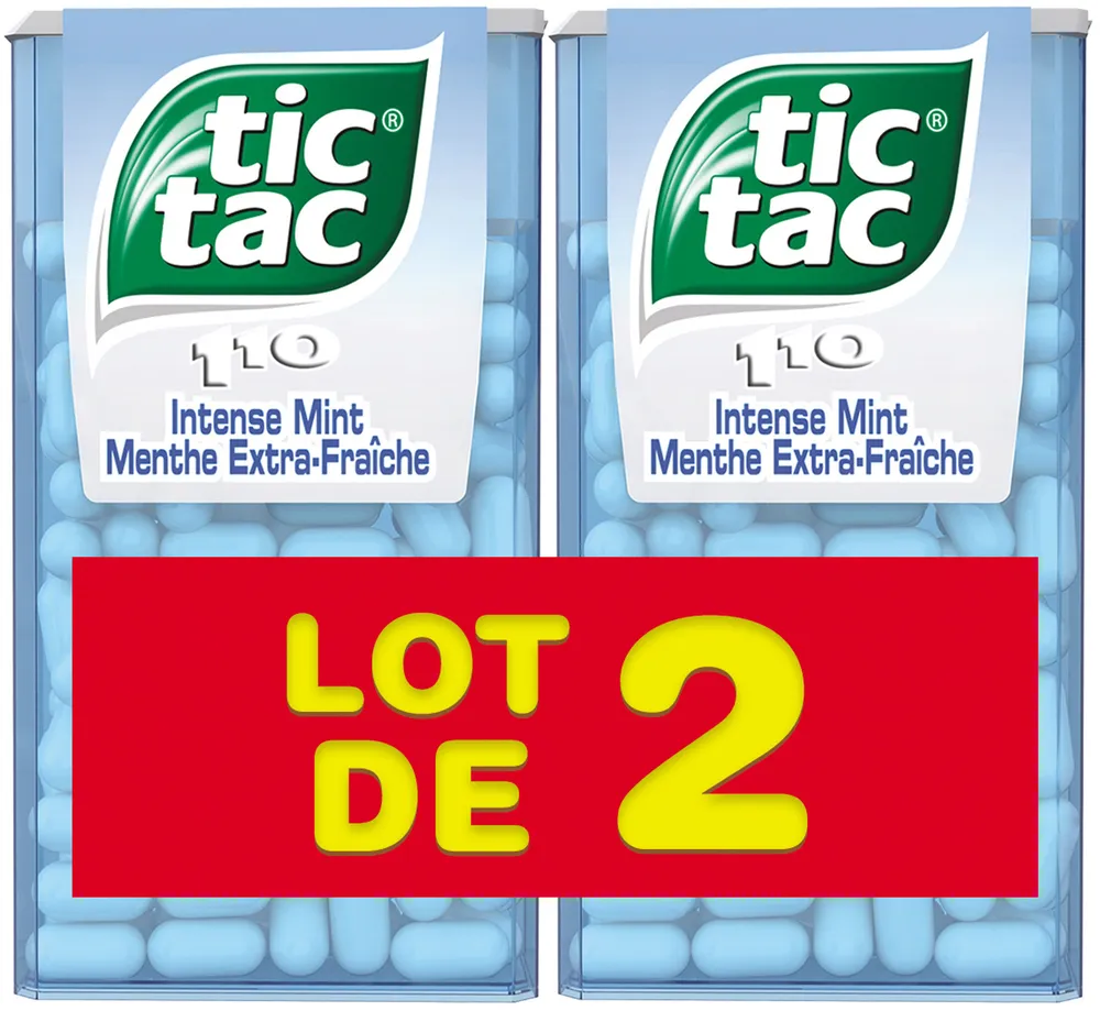 Bonbons tic tac goût menthe extra fraiche 2x54g