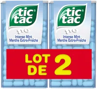 Bonbons tic tac goût menthe extra fraiche 2x54g