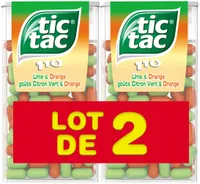 Bonbons tic tac goûts orange-citron vert 2x54g