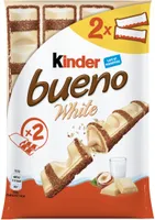 Kinder bueno white gaufrettes enrobees de chocolat blanc 2 x 2 barres