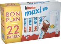 KINDER MAXI BARRE CHOCOLAT AU LAIT AVEC FOURRAGE AU LAIT 2x11 BARRES