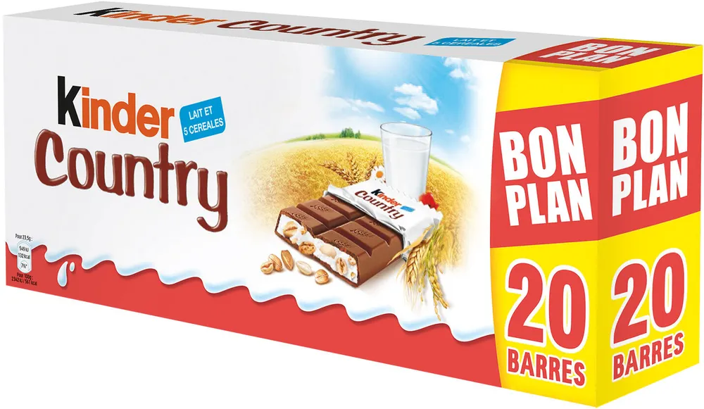 KINDER COUNTRY BARRE DE CEREALES ENROBEE DE CHOCOLAT 2x10 BARRES