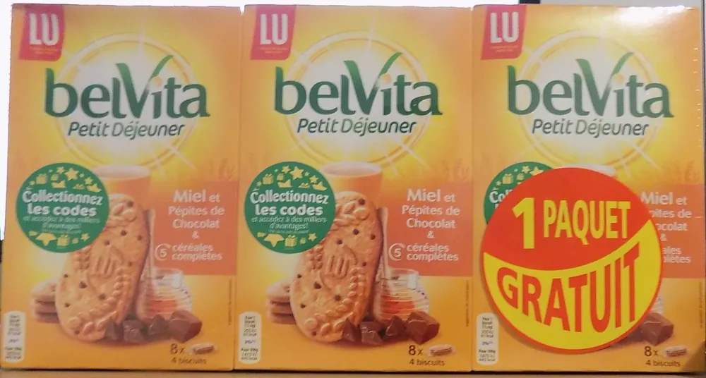 belVita Petit Déjeuner Miel et Pépites de Chocolat & 5 céréales complètes