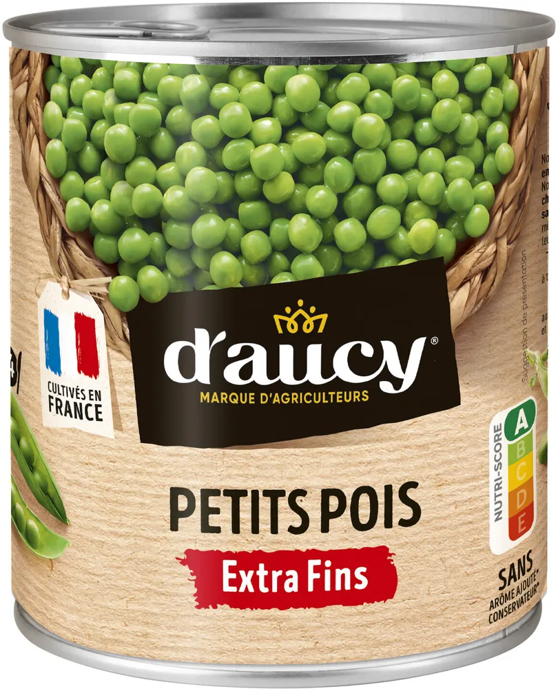 Petits pois extra fins d'aucy 560g