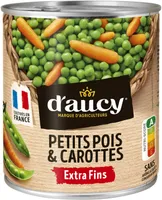 Petits pois extra fins et carottes d'aucy 530g
