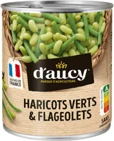 Haricots verts coupés et flageolets d'aucy 490g