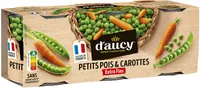 Petits pois extra fins Carottes d'aucy cart.3x130g