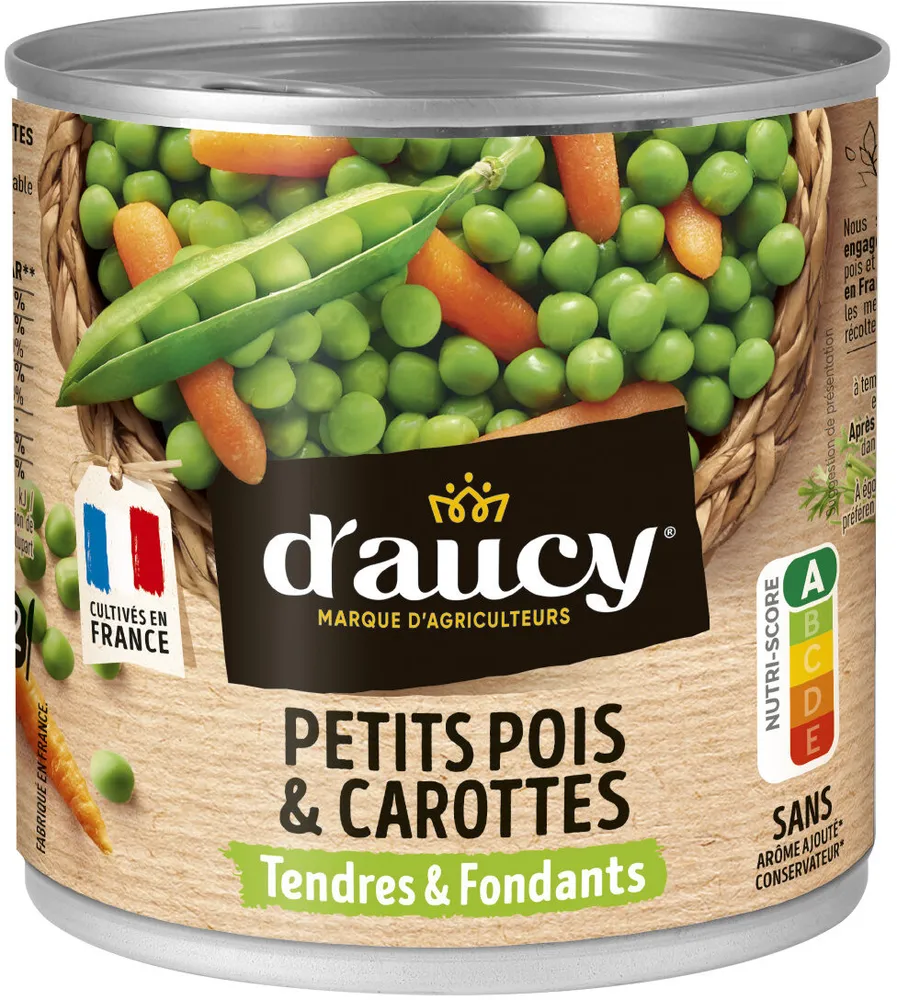 Petits pois Carottes tendres et fondants d'aucy 265g