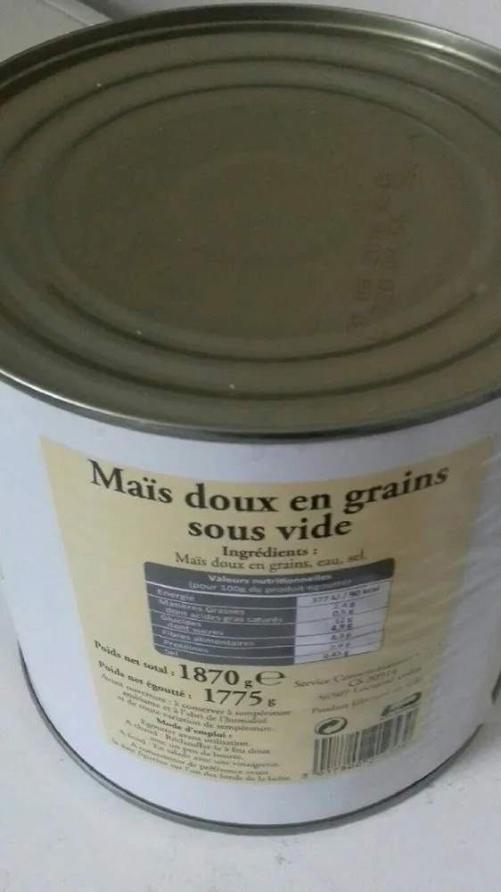 Mais  doux en grain sous vide