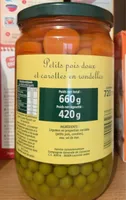 Petits pois doux et carottes en rondelles