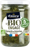 Epinards branches sans sel ajouté Bio engagé d'aucy 340g
