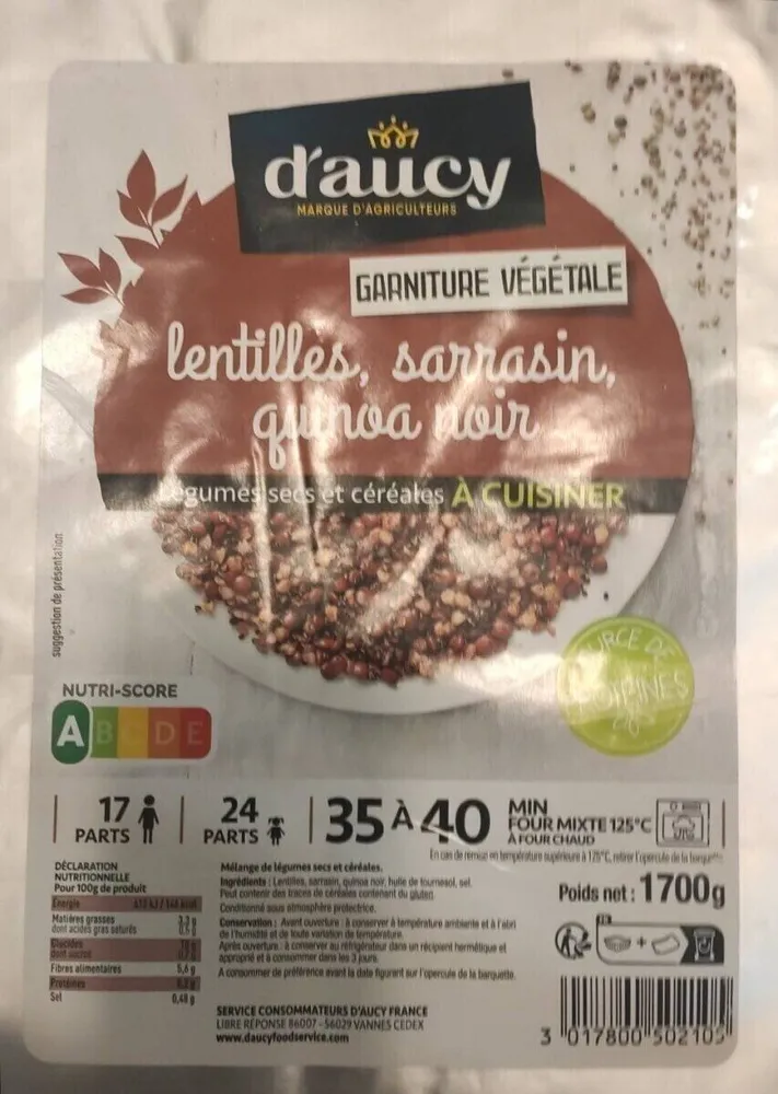Lentilles, sarrasin, quinoa noir