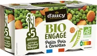Petits pois Carottes en rondelles Bio engagé d'aucy cart.2x130g