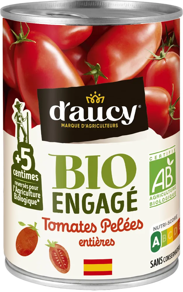 Tomates pelées Bio engagé d'aucy 235g