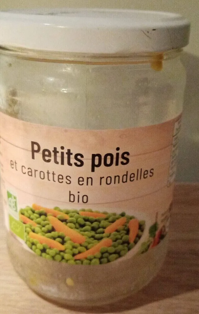 Petit pois et carottes en rondelles