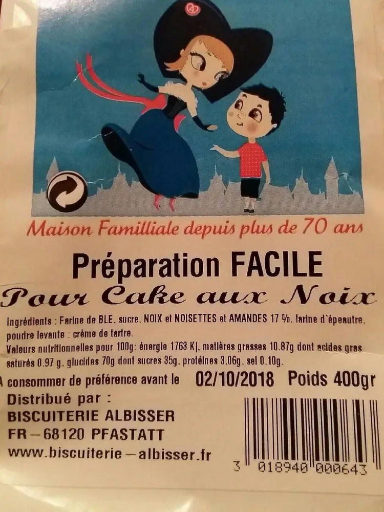 Préparation pour cake aux noix