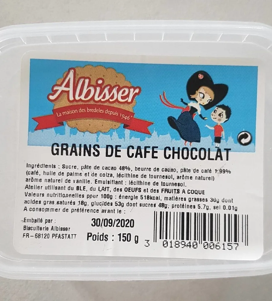 Grains de café chocolat noir
