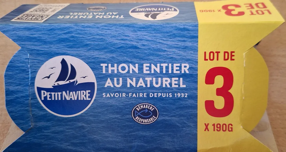 Thon entier au naturel lot de 3 x 190 g