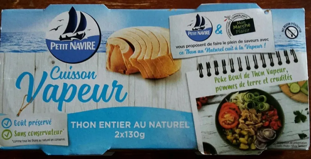 Thon entier au naturel cuisson vapeur 2x130g