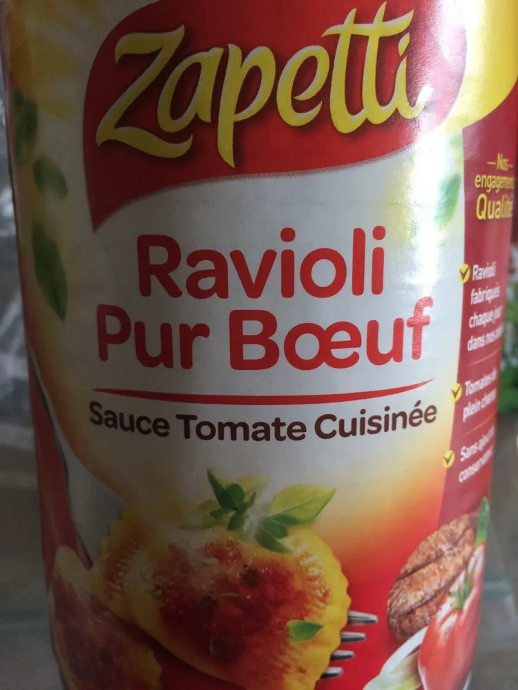 Ravioli pur bœuf, sauce tomate cuisinée
