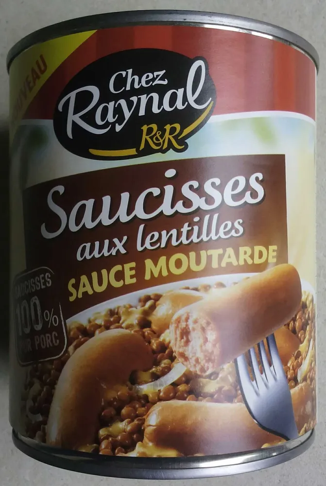Saucisses aux lentilles sauce moutarde