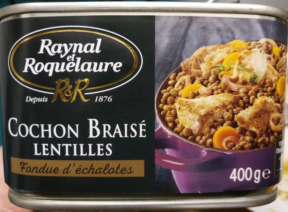 Cochon braisé Lentilles