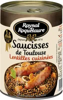 Saucisses de Toulouse et lentilles cuisinées