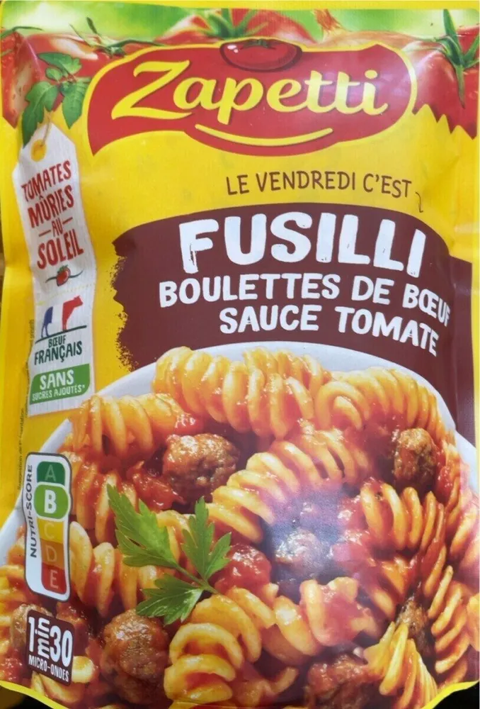 FUSILLI BOULETTES DE BOEUF SAUCE TOMATE