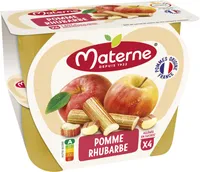 MATERNE Compotes Coupelles Pomme Rhubarbe 4x100g