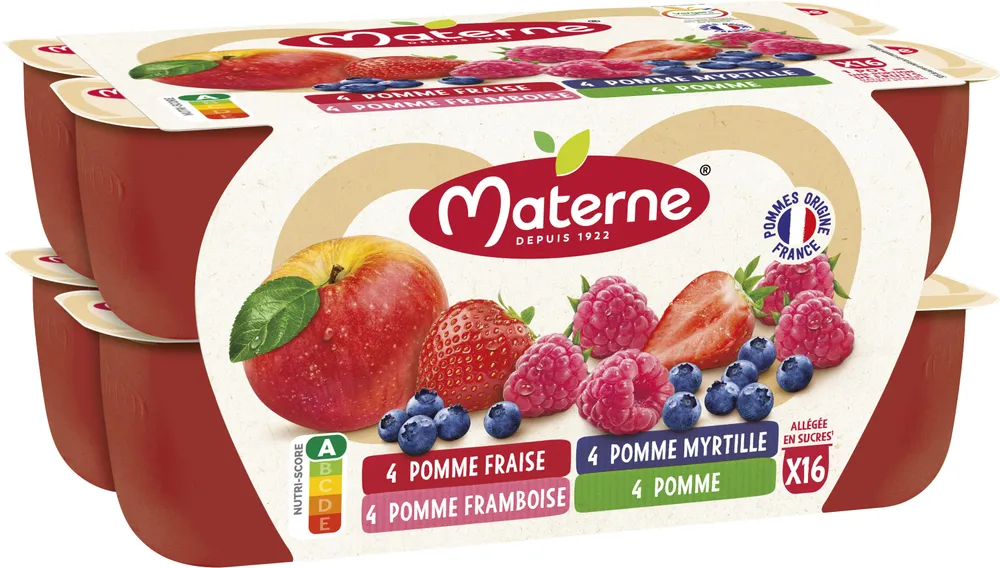 MATERNE Compotes Coupelles Multivariétés Fruits Rouges 16x100g