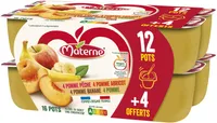 MATERNE Compotes Coupelles Multivariétés Fruits Jaunes 16x100g 12+4 Offerts