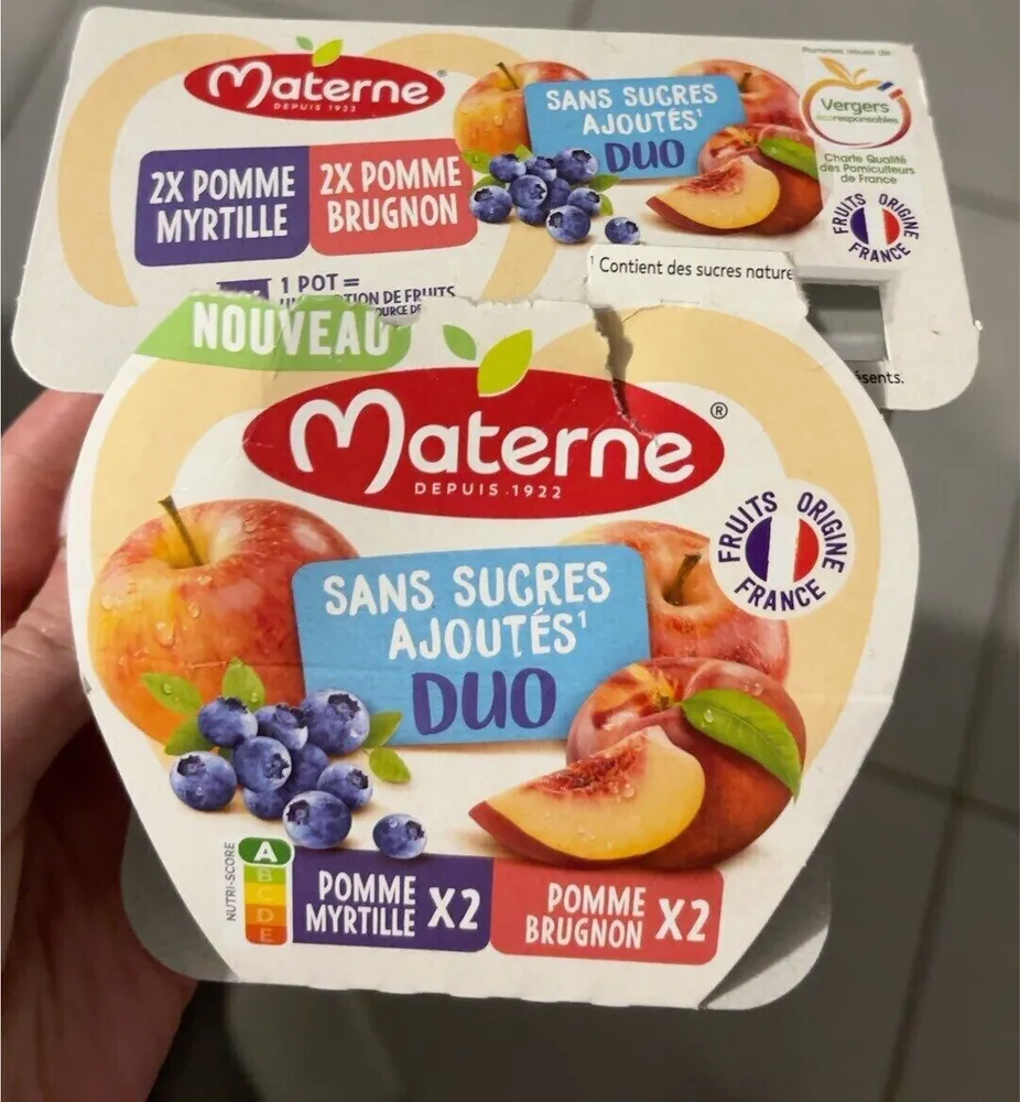 SANS SUCRES AJOUTÉS DUO POMME MYRTILLE / POMME BRUGNON